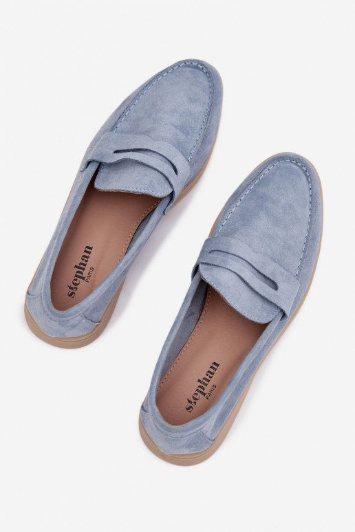 mocassins pour femmesen daim écologiqueu couleur bleue Renelia