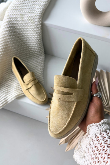 Mocassins pour femmes en daim synthétique, couleur jaune Renelia
