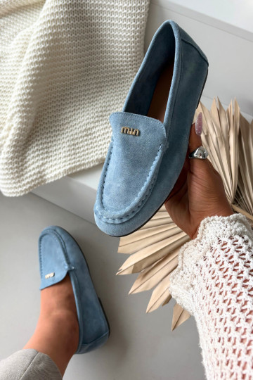 mocassins pour femmesPetitm couleur doréem Detalem couleur bleue Sarivelle