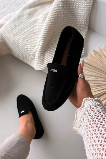 Mocassins noirs pour femmes avec détails dorés « Sarivelle »