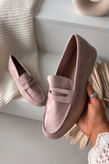 mocassins pour femmesen daim écologiqueu couleur rose Renelia