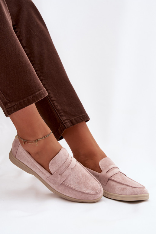 mocassins pour femmesen daim écologiqueu couleur rose Renelia