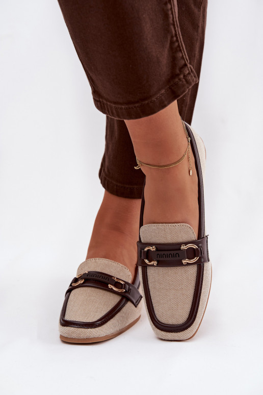 Mocassins Mocassins Féminin Avec des décorations Élément brun-beige Evelora