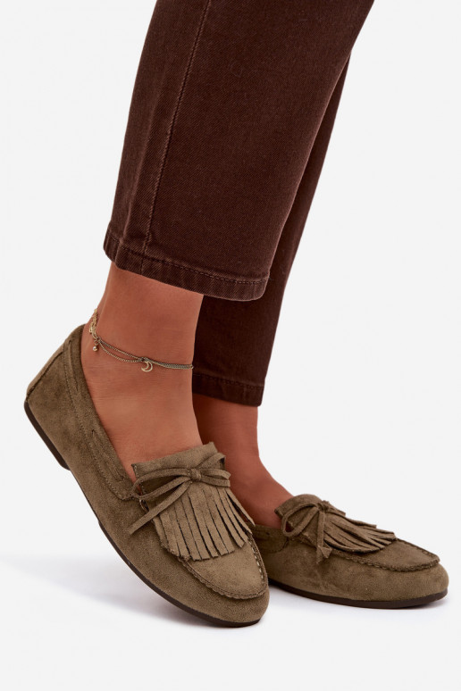 mocassins pour femmes avec des franges couleur verte Janelisse
