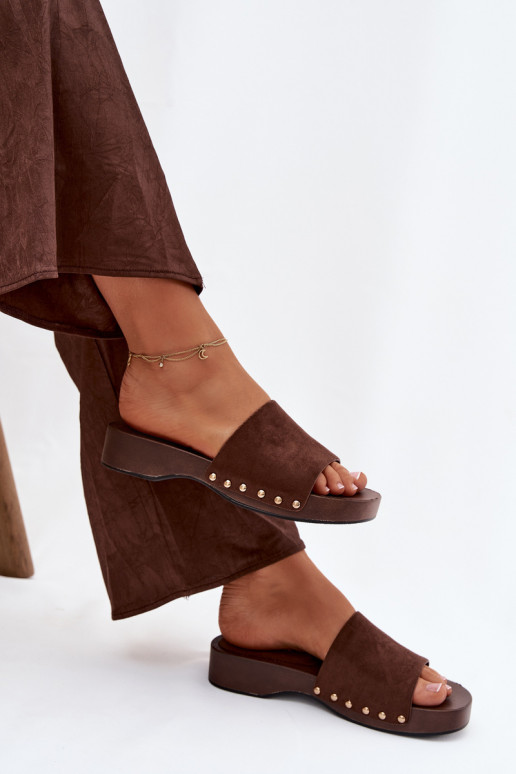 Pantoufles pour femmes Ze couleur doréemi Goujons CzekoladoÀe Ferinna