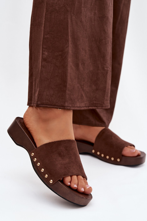 Pantoufles pour femmes Ze couleur doréemi Goujons CzekoladoÀe Ferinna