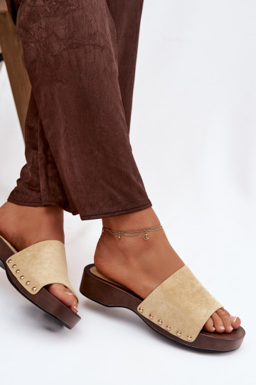 Pantoufles pour femmes Ze couleur doréemi Goujons couleur jaune Ferinna