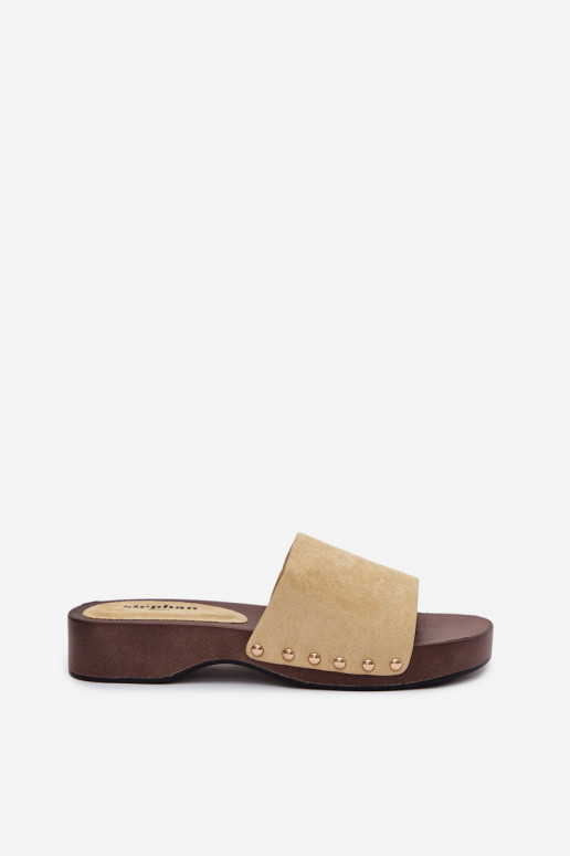 Pantoufles pour femmes Ze couleur doréemi Goujons couleur jaune Ferinna