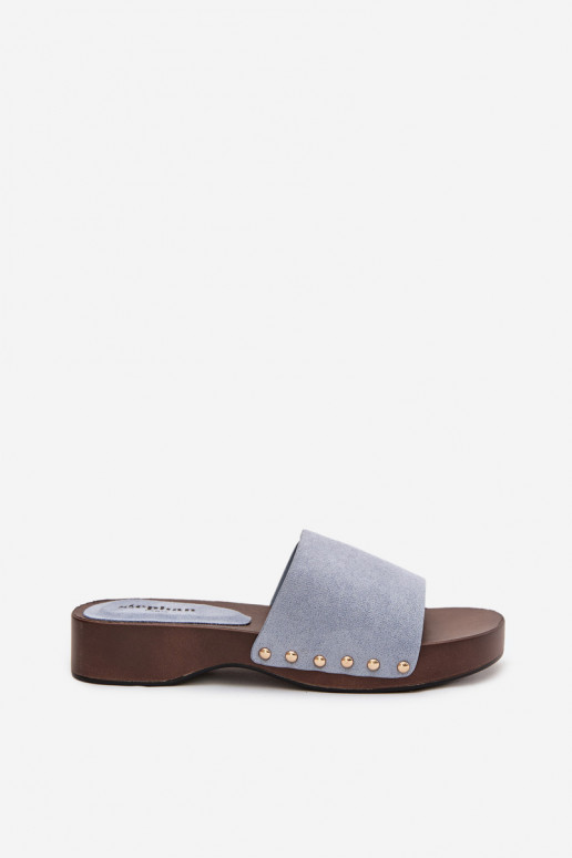 Pantoufles pour femmes Ze couleur doréemi Goujons couleur bleue Ferinna