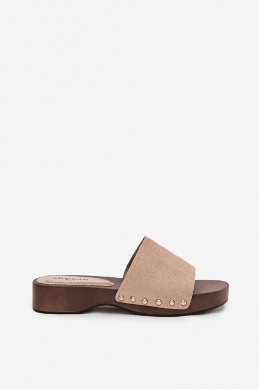 Pantoufles pour femmes Ze couleur doréemi Goujons beige Ferinna