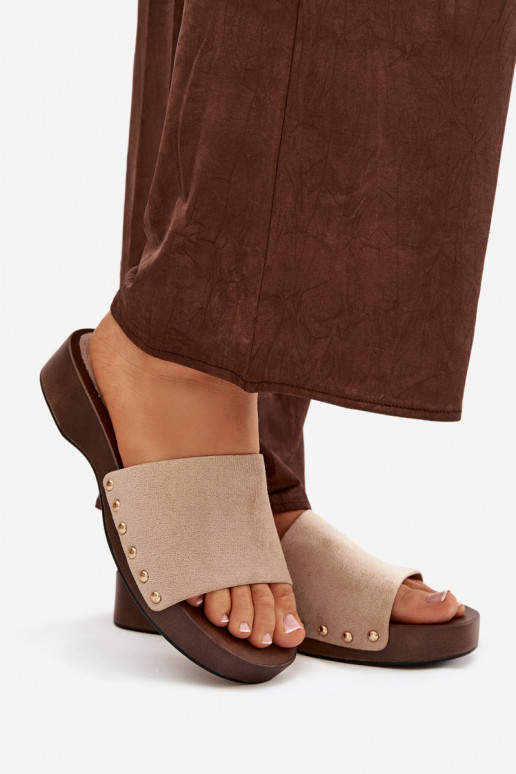 Pantoufles pour femmes Ze couleur doréemi Goujons beige Ferinna