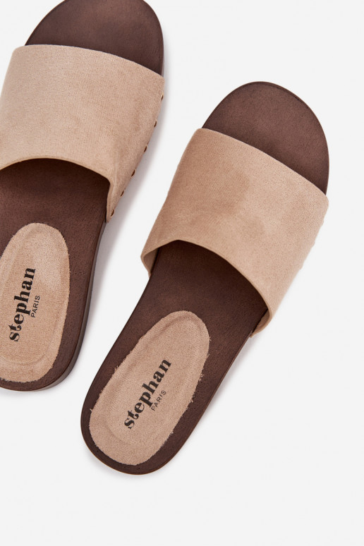 Pantoufles pour femmes Ze couleur doréemi Goujons beige Ferinna