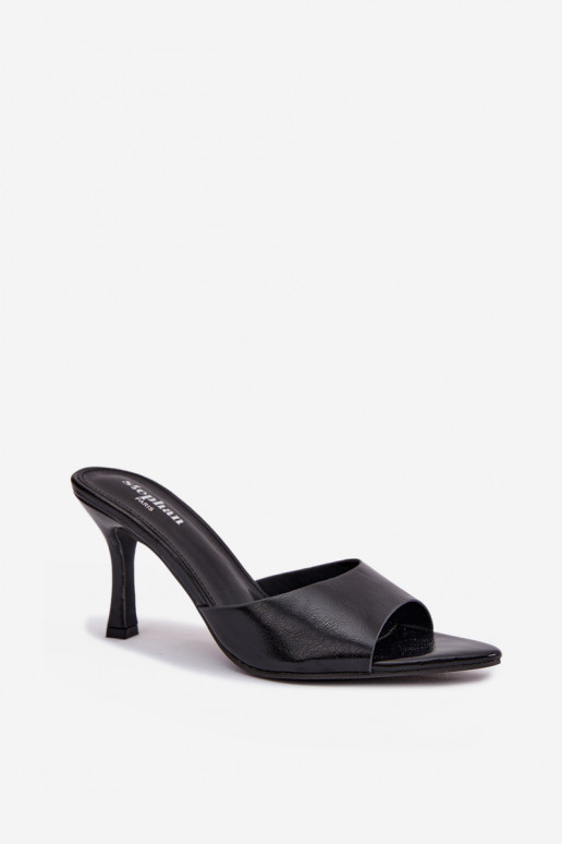 avec effet vernis Pantoufles pour femmes avec des talons couleur noire Lirissa