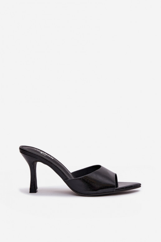 avec effet vernis Pantoufles pour femmes avec des talons couleur noire Lirissa