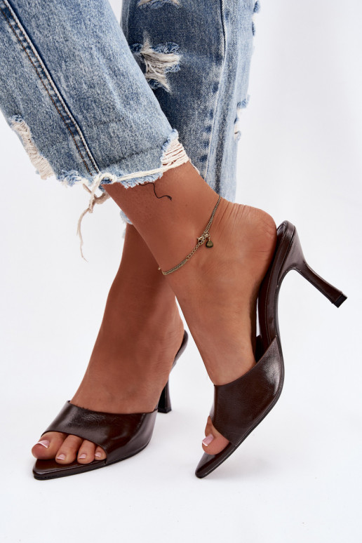 avec effet vernis Pantoufles pour femmes avec des talons CzekoladoÀe Lirissa