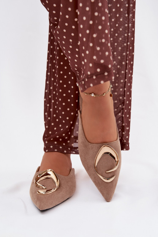 Pantoufles pour femmes Mule Avec des décorations couleur doréem Detalem beige Galvella