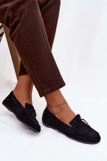 mocassins pour femmes avec des franges couleur noire Janelisse