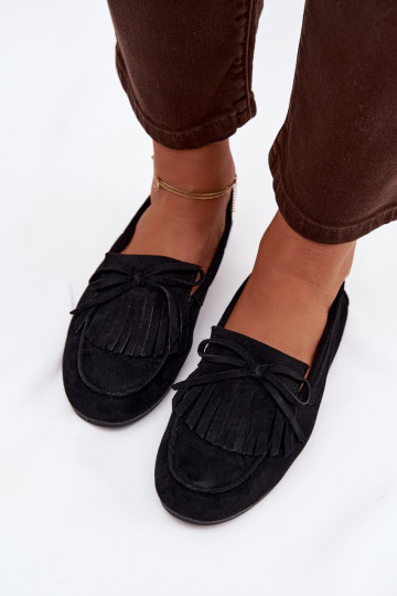 mocassins pour femmes avec des franges couleur noire Janelisse 2