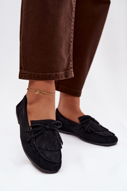 mocassins pour femmes avec des franges couleur noire Janelisse