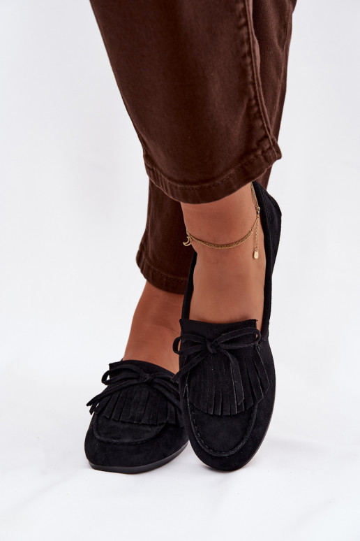 mocassins pour femmes avec des franges couleur noire Janelisse