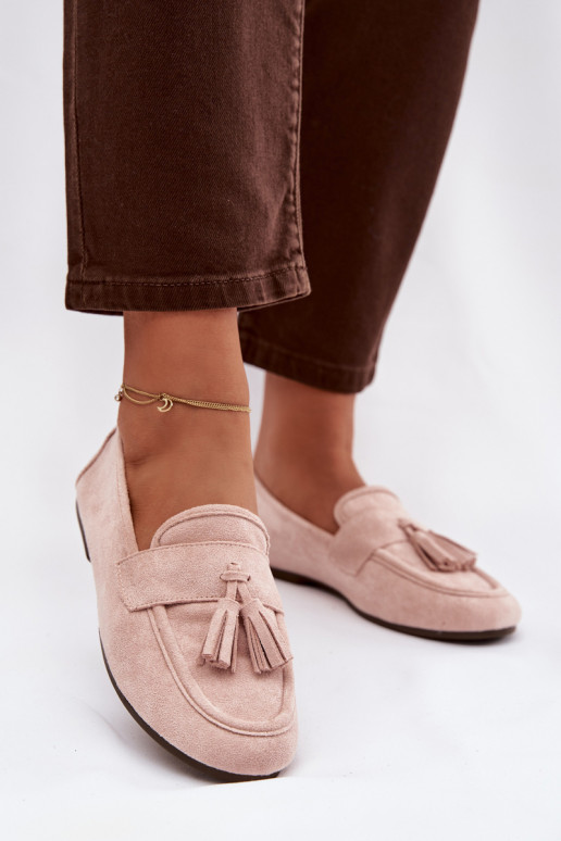 Mocassins Appartement pour femmes avec des franges Nuance rose clair Il fautrilisse