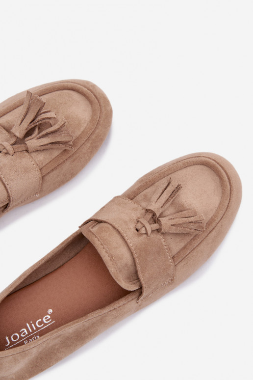 Mocassins Appartement pour femmes avec des franges beige Il fautrilisse