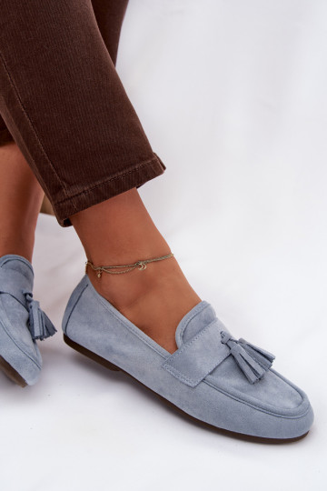 Mocassins Appartement pour femmes avec des franges couleur bleue Il fautrilisse