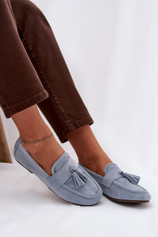 Mocassins Appartement pour femmes avec des franges couleur bleue Il fautrilisse