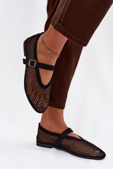 grille Ballerines avec des sangles couleur noire Pherina