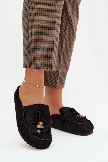 Sandales féminines couleur or avec boucles couleur noire 2