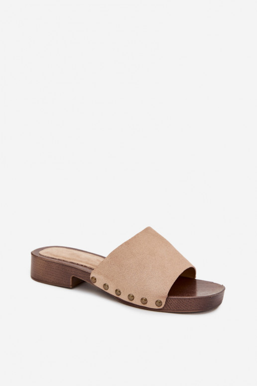 Pantoufles pour femmes avec des talons larges Ze couleur doréemi Goujons beige Girella