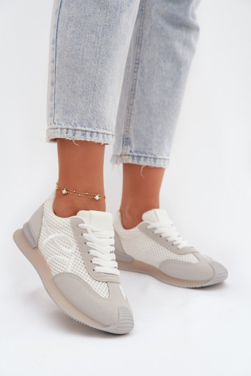 Chaussures modèle baskets baskets Féminin Blanc-couleur grise Tarlisse 2