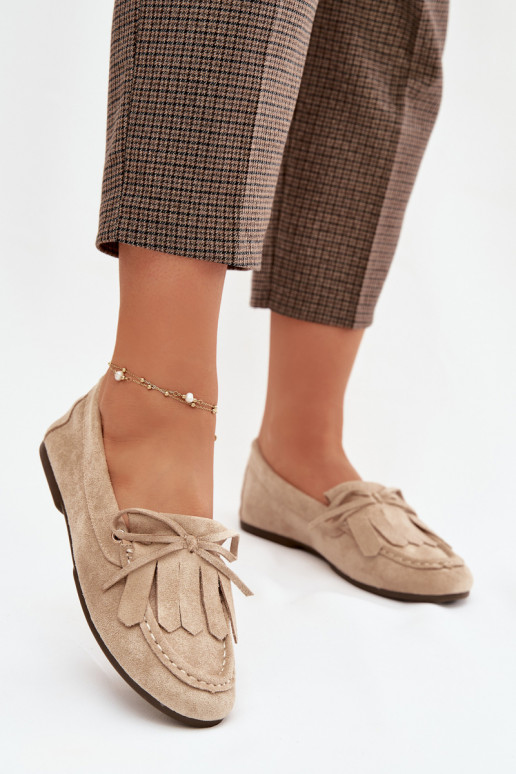 mocassins pour femmes avec des détails élégants Et la frange beige Glorina