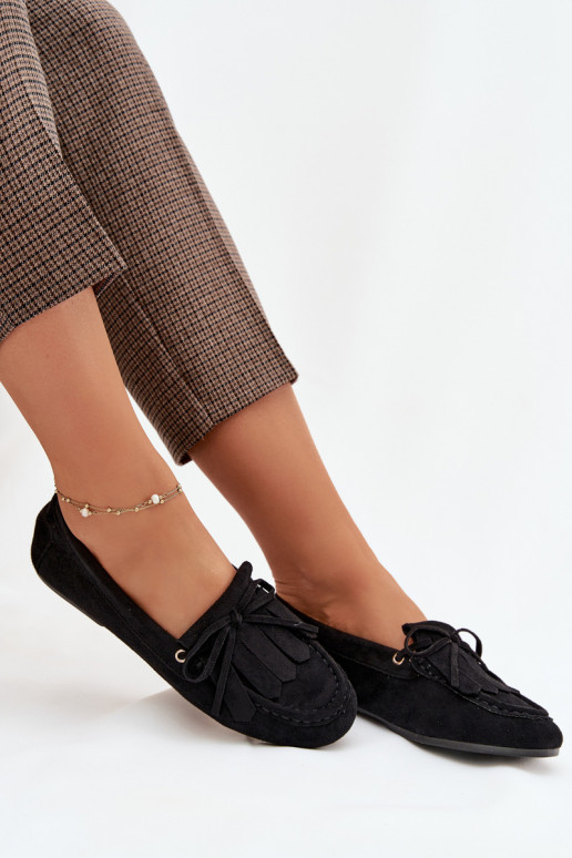 mocassins pour femmes avec des détails élégants Et la frange couleur noire Glorina
