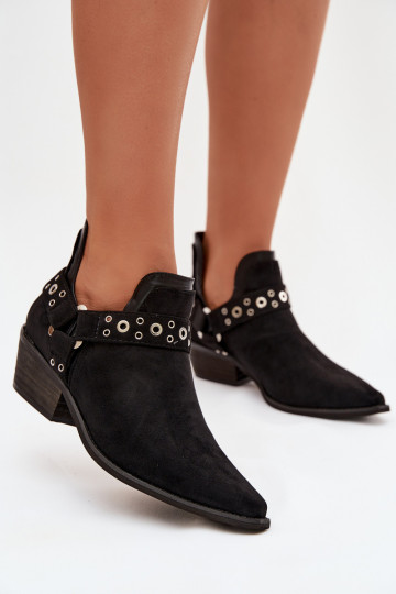 Bottines pour femmes Vannessae noires avec découpes et franges