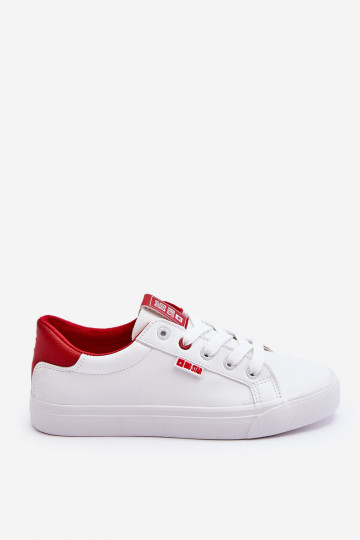 Baskets en cuir naturel Big Star EE274311 Blanc-couleur rouge 2