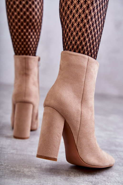 Style élégant Bottines à talons en daim beige Ettany