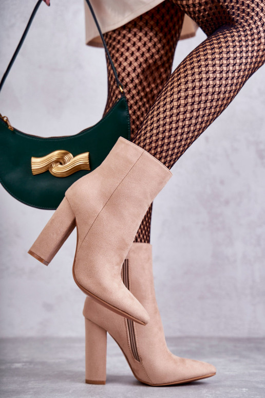 Style élégant Bottines à talons en daim beige Ettany