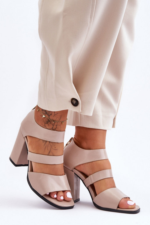 Sandales à talons pour femmes S.Barski 80-4 beige
