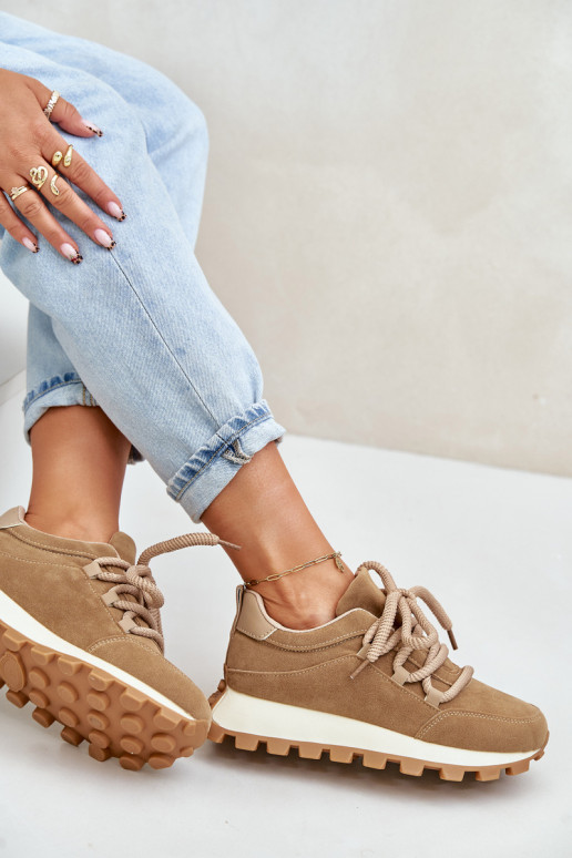 baskets Chaussures modèle baskets avec une plateformeen daim écologiqueu marron Riadella