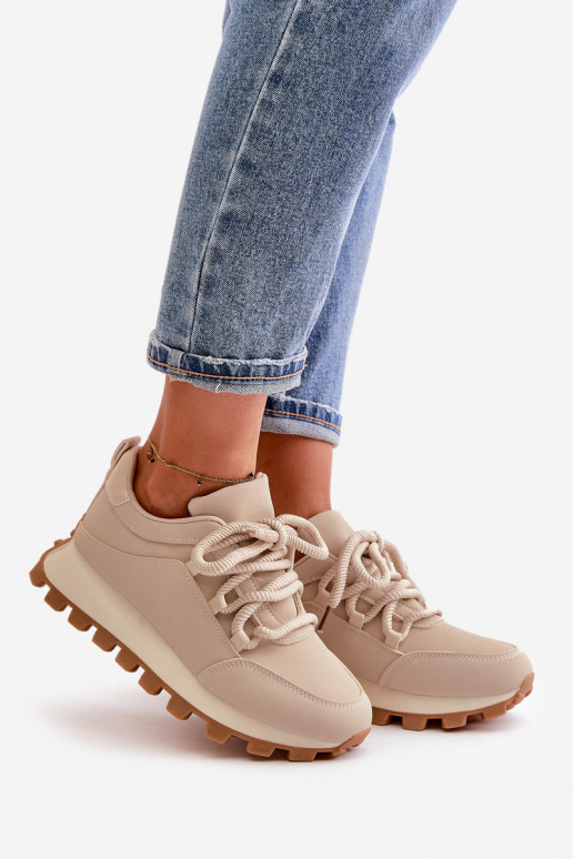 baskets Chaussures modèle baskets avec une plateforme en cuir écologique beige Riadella