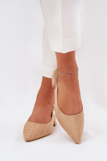 Sandales à motifs pour femmes sur un talon délicat couleur sable Jorela 2