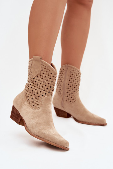 Bottes ajourées Féminin avec des talons beige Ferissa 2