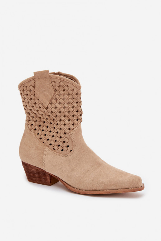 Bottes ajourées Féminin avec des talons beige Ferissa
