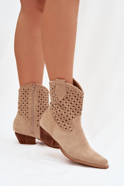 Bottes ajourées Féminin avec des talons beige Ferissa