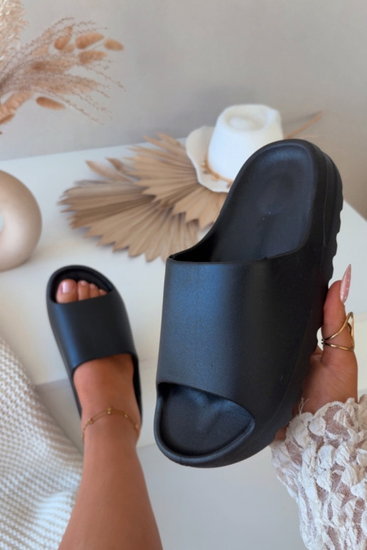 Mules noires pour femmes Olyria avec plateforme