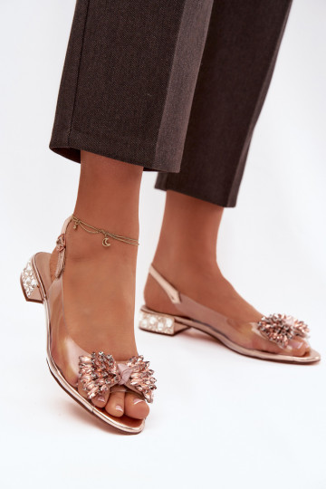 Sandales rose doré transparentes D&A MR52-231 avec nœuds