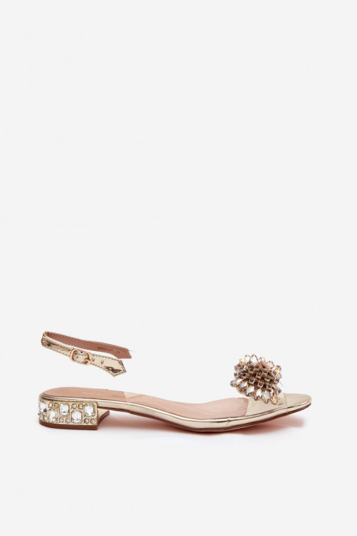 Sandales dorées transparentes D&A MR52-231 avec nœuds