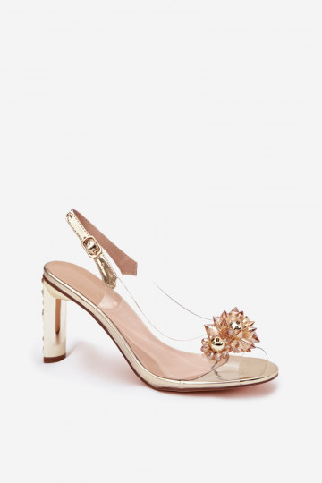 Sandales dorées transparentes D&A MR52-232 avec talons et belles détails 2