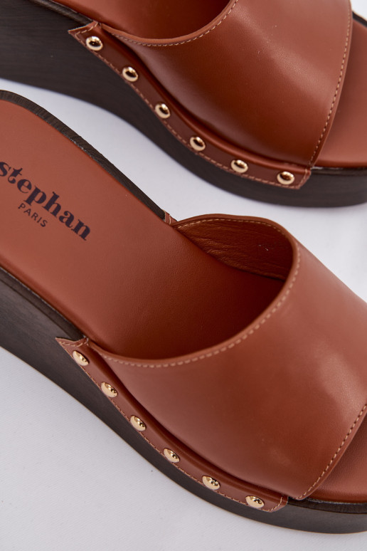 Sandales platformes dorées Arionne, marron